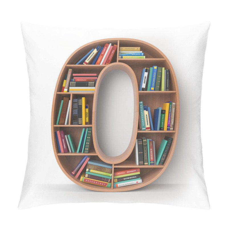 Personality  Number 0 Zero. Alphabet In The Form Of Shelves With Books Isolat Pillow Covers