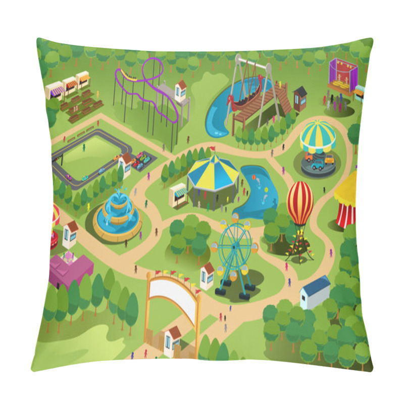 Personality  Amusement Park Map Pillow Covers