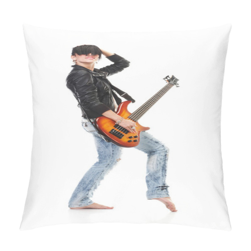 Personality  Punk Girl Holding A Guitar Pillow Covers