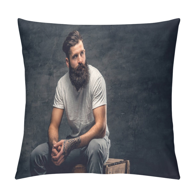 Personality  Bearded Brutal Man In T Shirt Pillow Covers