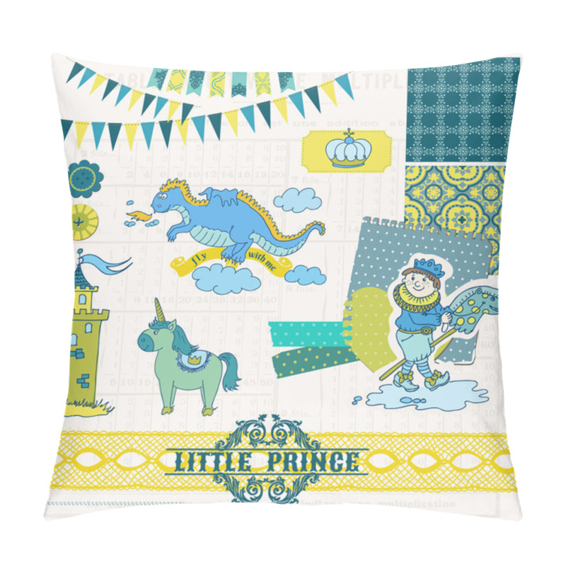 Personality  Scrapbook Design Elements - Little Prince Boy Set - In Vector Pillow Covers