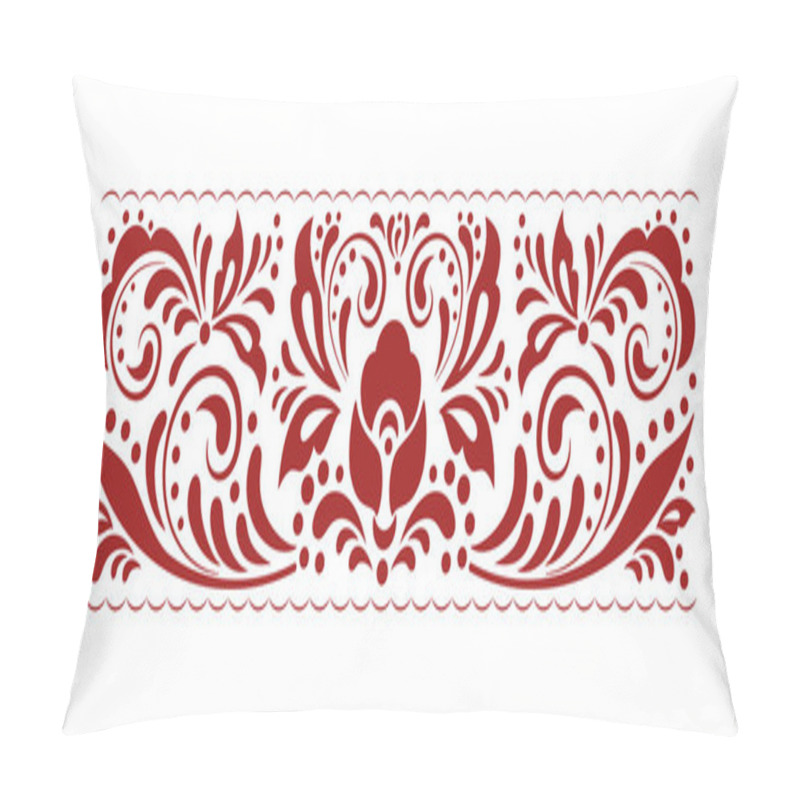 Personality  Vintage Ornate Seamless Border Pattern In Russian Traditional Folk Style. Swirl Floral Pattern Design Element Set. Ornamental Flourish Border. Ethnic Floral Ornament. Isolated Vector Illustration Pillow Covers