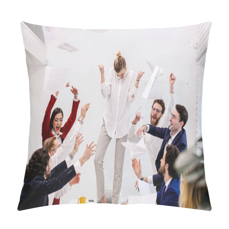 Personality  Young Business People Enjoy In Office Pillow Covers