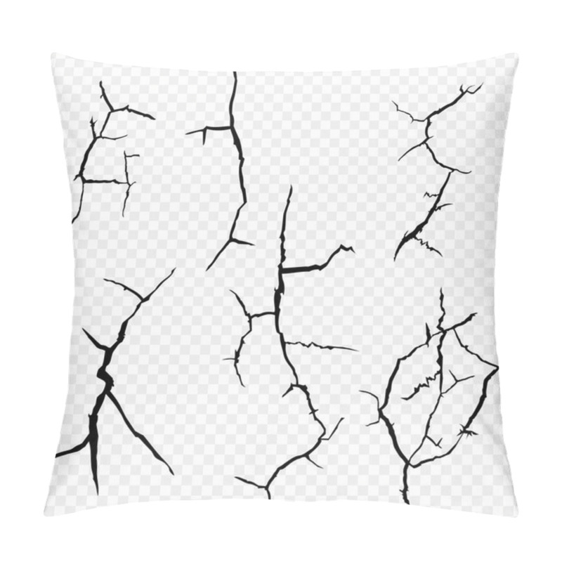 Personality  Vector Set Of Cracks In The Surface. The Elements Of A Fault In The Earth, Isolated On A Transparent Background. Eps. Pillow Covers