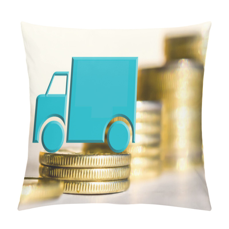 Personality  The Truck In The Background Of Bars Coins . Pillow Covers