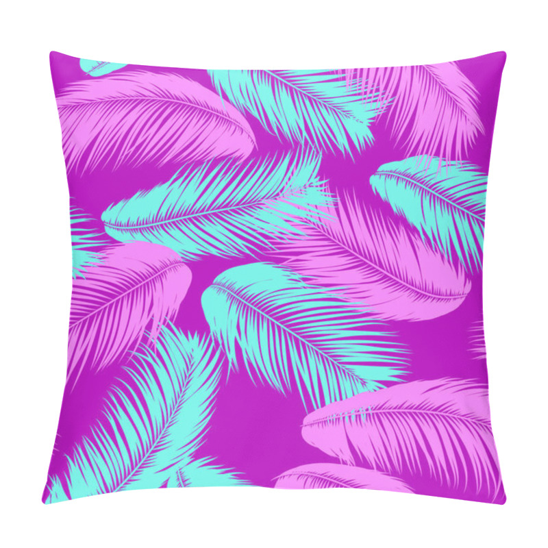 Personality  Tropical Palm Tree Leaves. Vector Seamless Pattern. Simple Silhouette Coconut Leaf Sketch. Summer Floral Background. Jungle Foliage. Trendy Wallpaper Of Exotic Palm Tree Leaves For Textile Design. Pillow Covers