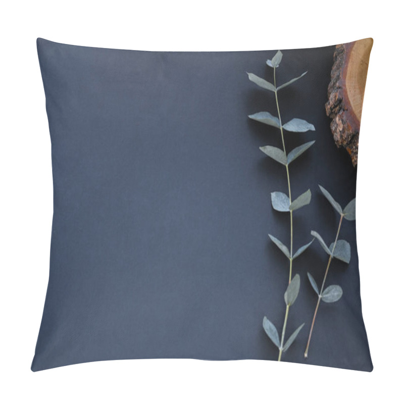 Personality  Grey Eucalyptus On The Background Paper.Copy Space. Pillow Covers