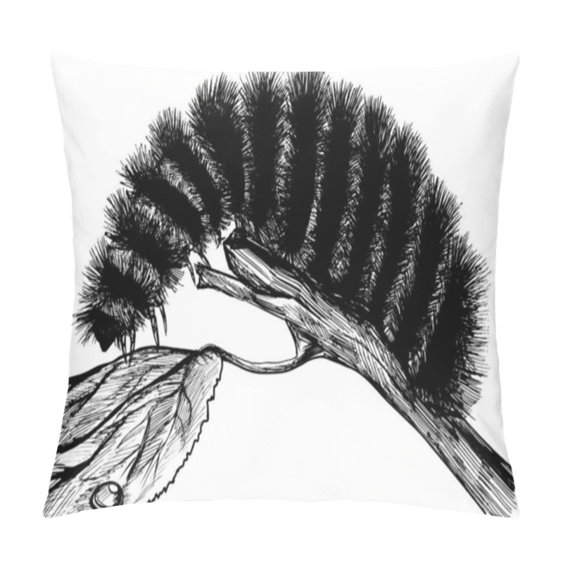 Personality  Fuzzy Caterpillar Black Ink Illustration Pillow Covers