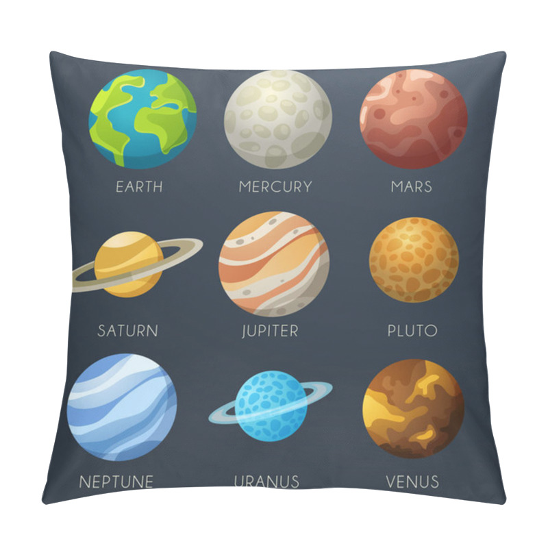 Personality  The Solar System Planets : Vector Illustration Pillow Covers