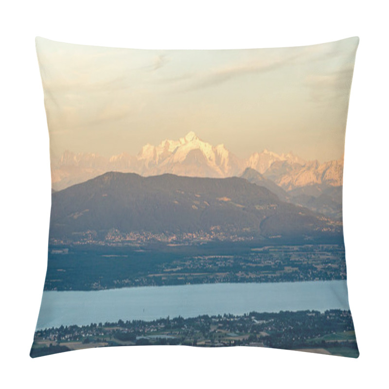 Personality  The Mont Blanc And Lake Geneva During A Winter Sunset, From Switzerland Pillow Covers