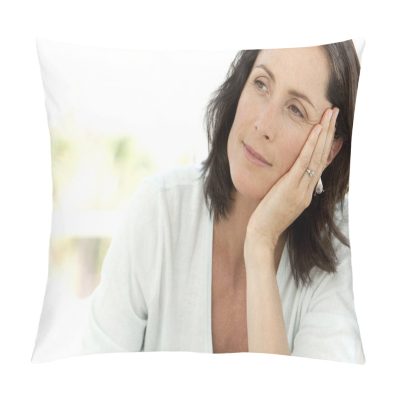 Personality  Thoughtful Middle Aged Woman Pillow Covers