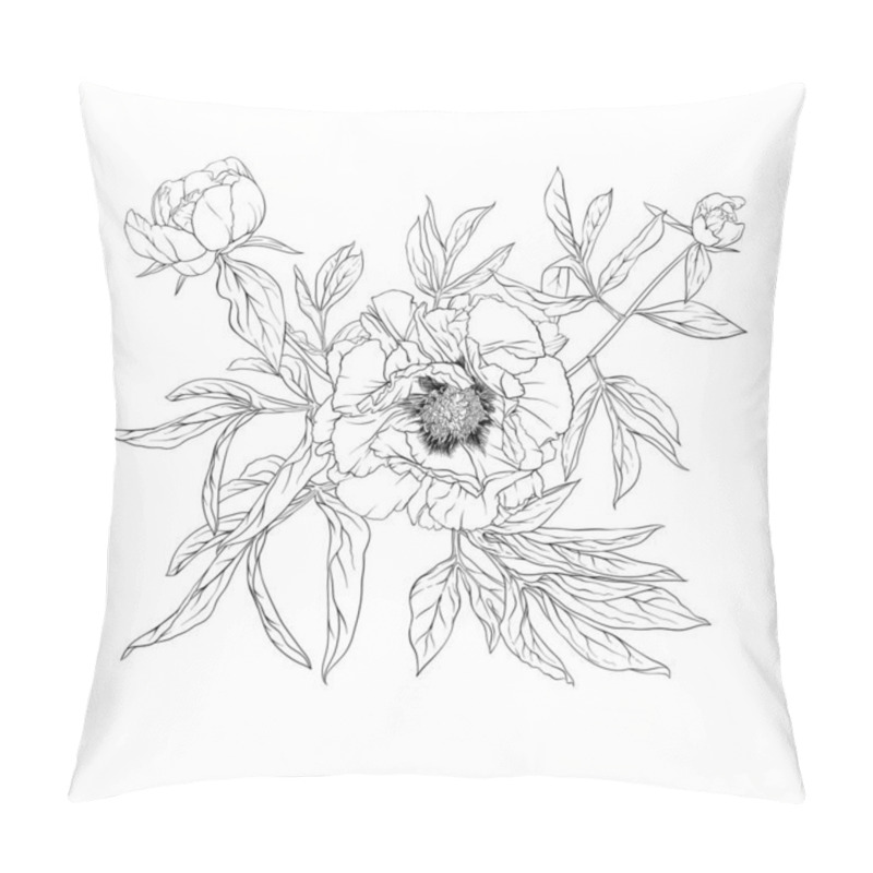 Personality  Peony Flower. Element For Design. Pillow Covers