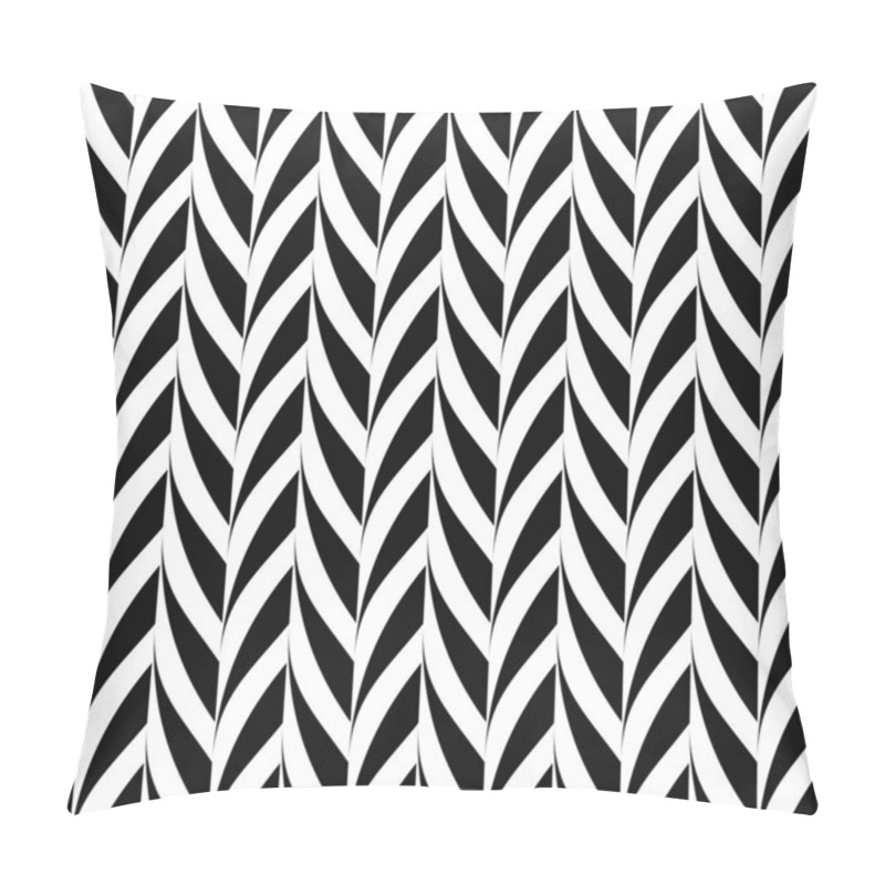 Personality  Vector Seamless Decorative Pattern. Weave Striped Black And White Texture. Abstract Monochrome Background Pillow Covers