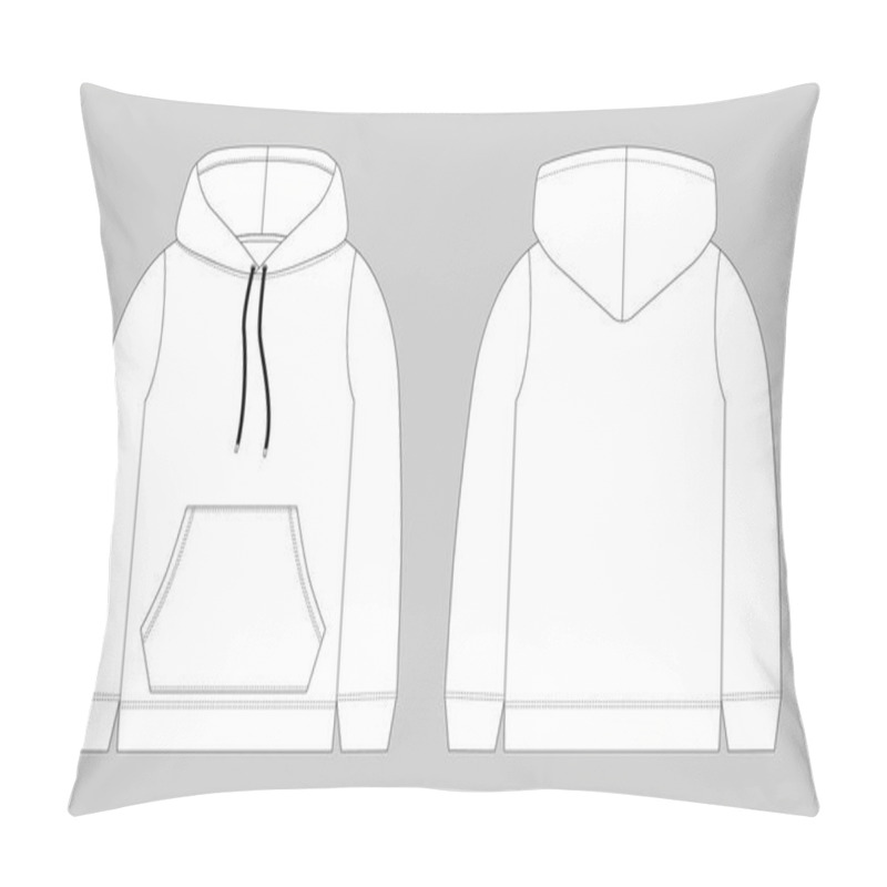 Personality  Technical Sketch For Men Hoodie. Mockup Template Hoody. Pillow Covers