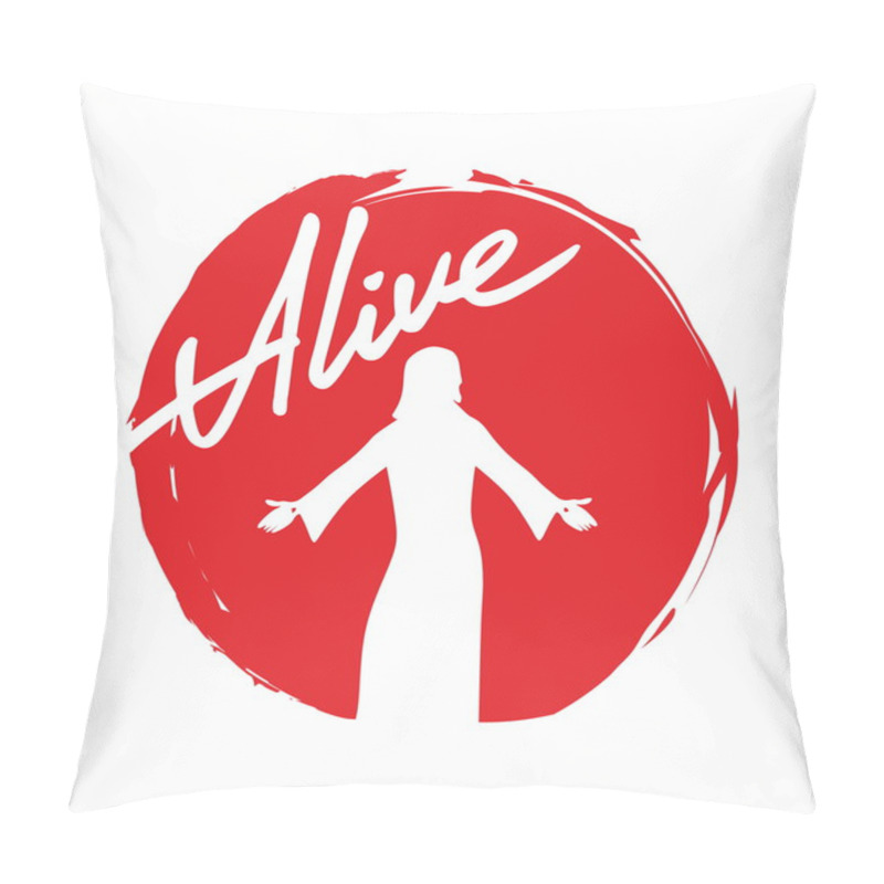 Personality  Alive, Jesus, Silhouette, Words, Script, Lettering, Easter Pillow Covers