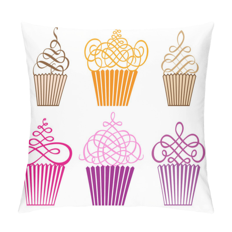 Personality  Set Of Cupcakes, Vector Pillow Covers