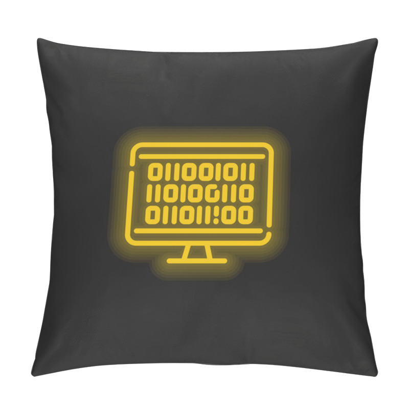 Personality  Binary Yellow Glowing Neon Icon Pillow Covers