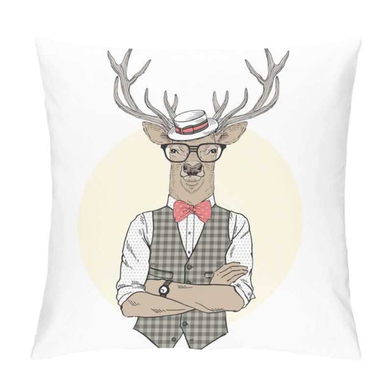 Personality  Deer  Dressed Up In Retro Style Pillow Covers