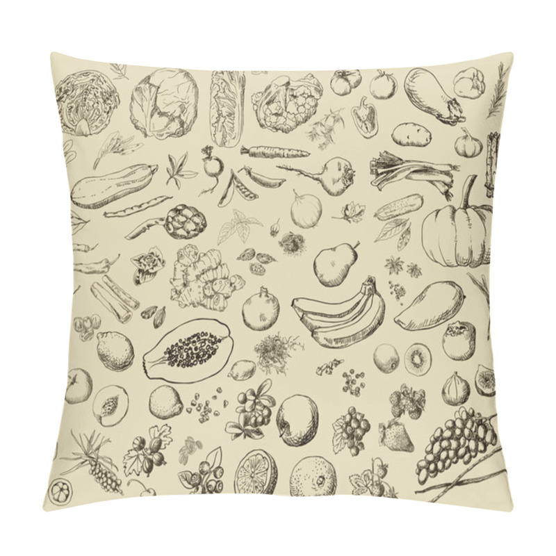 Personality  Vegetables, Fruits, Spices, Herbs Pillow Covers