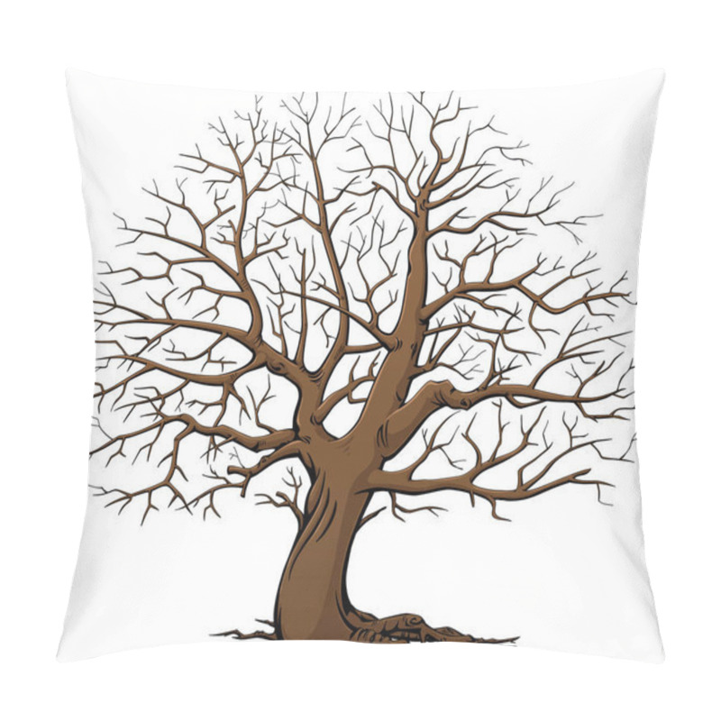 Personality  Tree Without Leaves. Dry Wood. Cartoon Style. Pillow Covers