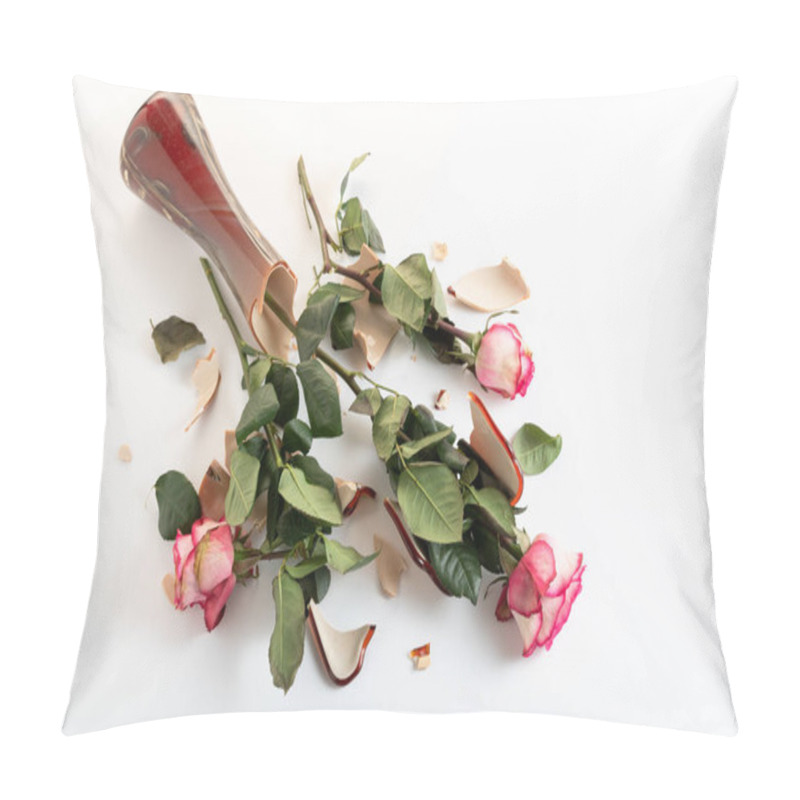 Personality  Broken Roses In A Broken Vase. Broken Flowers On The Floor. Broken Vase On The Floor. Pillow Covers