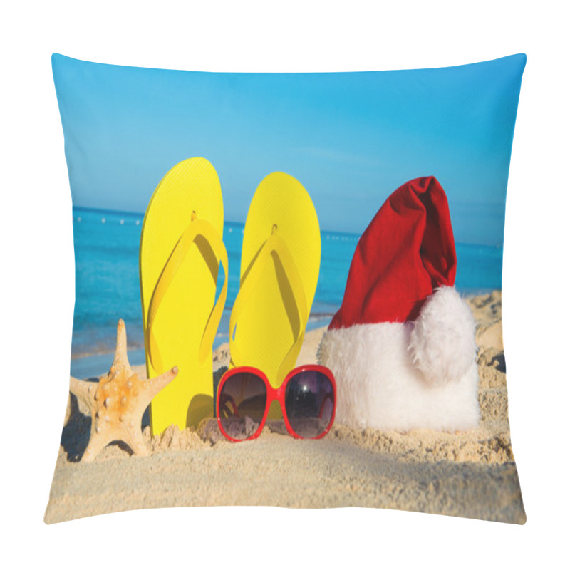 Personality  The Concept Of Celebrating The New Year And Christmas Holidays At Sea Pillow Covers