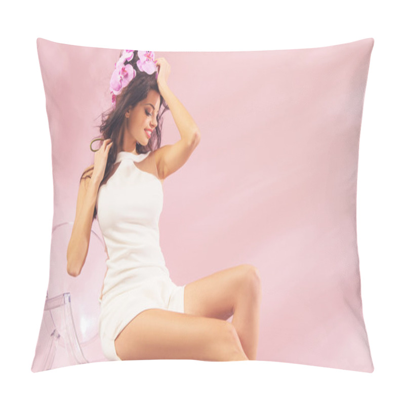 Personality  Shapely Girl With Flowers In Her Hair Pillow Covers