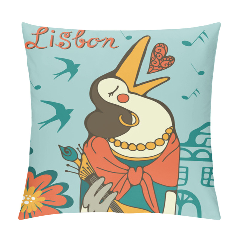 Personality  Lisbon Crow Fado Singer Pillow Covers