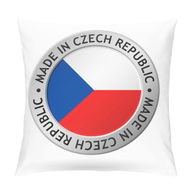 Personality  vector silver sign with flag of the czech republic and sign made in czech republic pillow covers