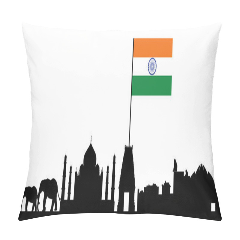 Personality  India Skyline With Flag Pillow Covers