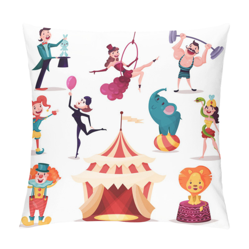 Personality  Clown And Magician Near Circus Tent Or Camp Pillow Covers