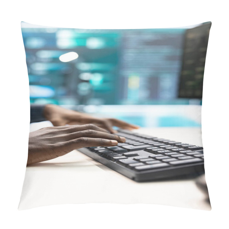 Personality  Governmental Hackers At Work Monitoring Cyber Threats In High Tech Agency, Implementing Cybersecurity Measures. IT Expert Focuses The Importance Of Online Privacy And Malware Protection. Pillow Covers