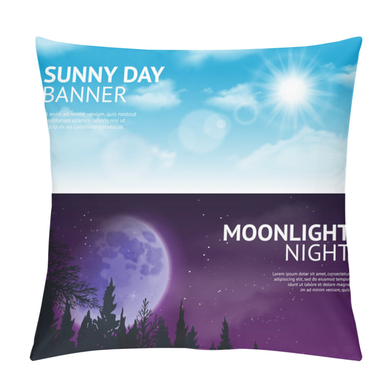 Personality  Night And Day Banner Set Pillow Covers