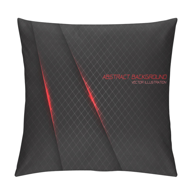 Personality  Abstract Red Light On Dark Grey Square Mesh With Text Design Modern Luxury Futuristic Background Vector Illustration. Pillow Covers