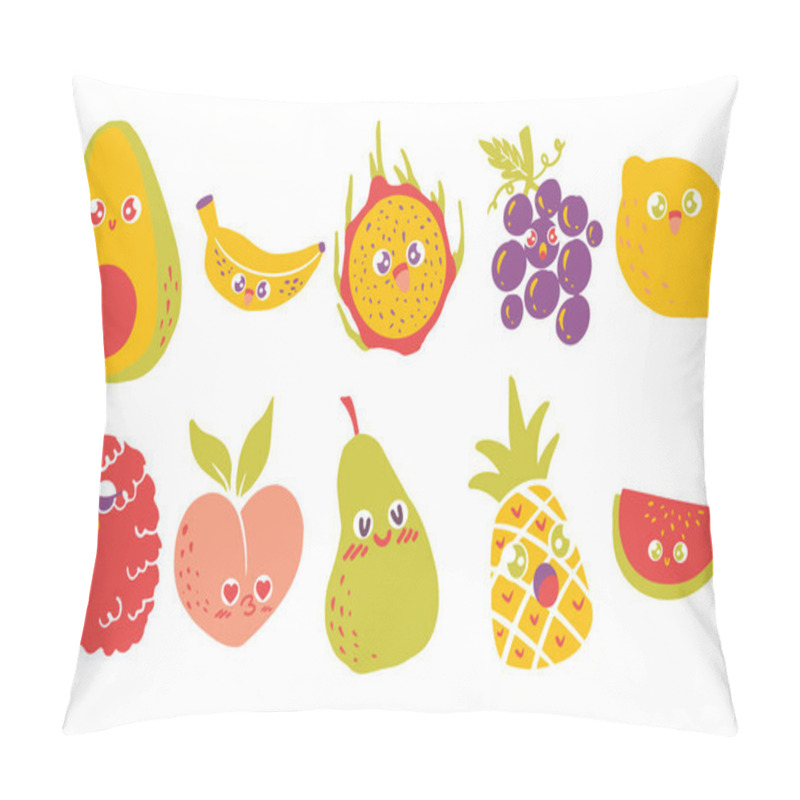 Personality  Appealing Cute Fruits Doodle Style Illustration Set Pillow Covers