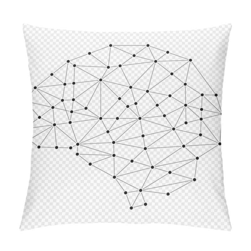 Personality  Brain Design With Dots And Connecting Lines. Low Poly Brain. Polygonal Human Brain. Brain Mapping Concept. Vector Illustration Pillow Covers