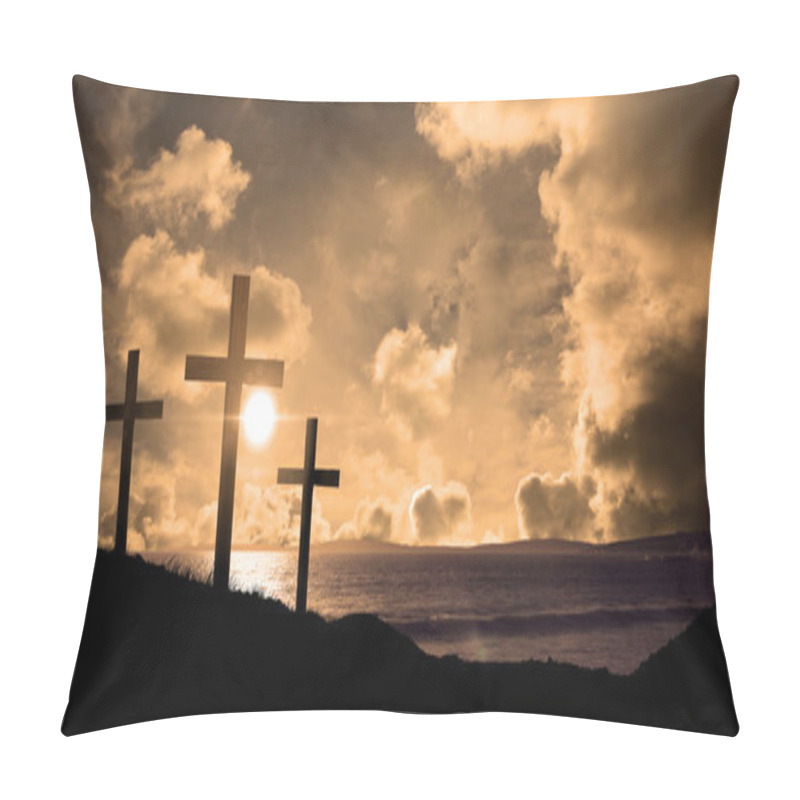 Personality  Cross Symbol Shape Over Sunset Sky Pillow Covers