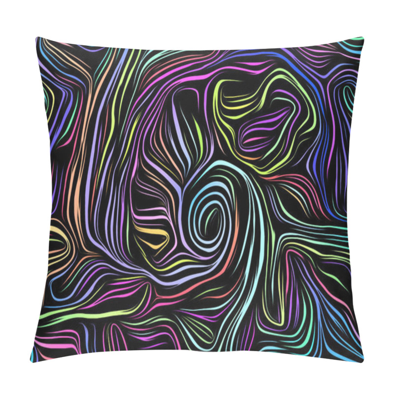 Personality  Woodcut Series. Woodcut Of Abstract Vortex Pattern On The Subject Of Creativity, Art And Design Pillow Covers