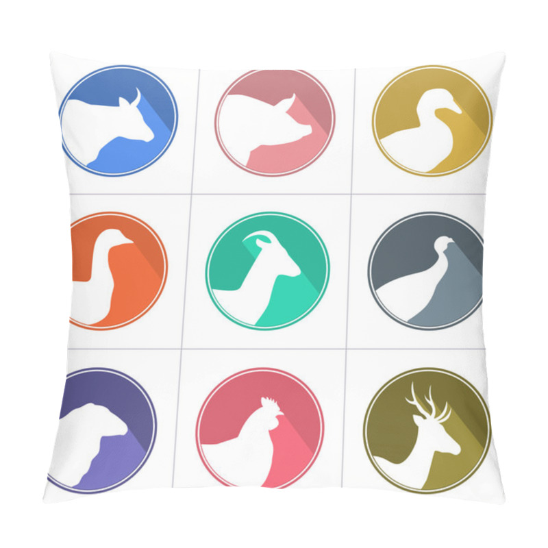 Personality  Set Of Meat Animals Badges Pillow Covers