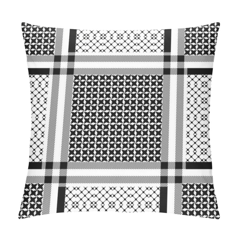 Personality  Squared Keffiyeh Vector Pattern With Geometric Motifs.  Pillow Covers