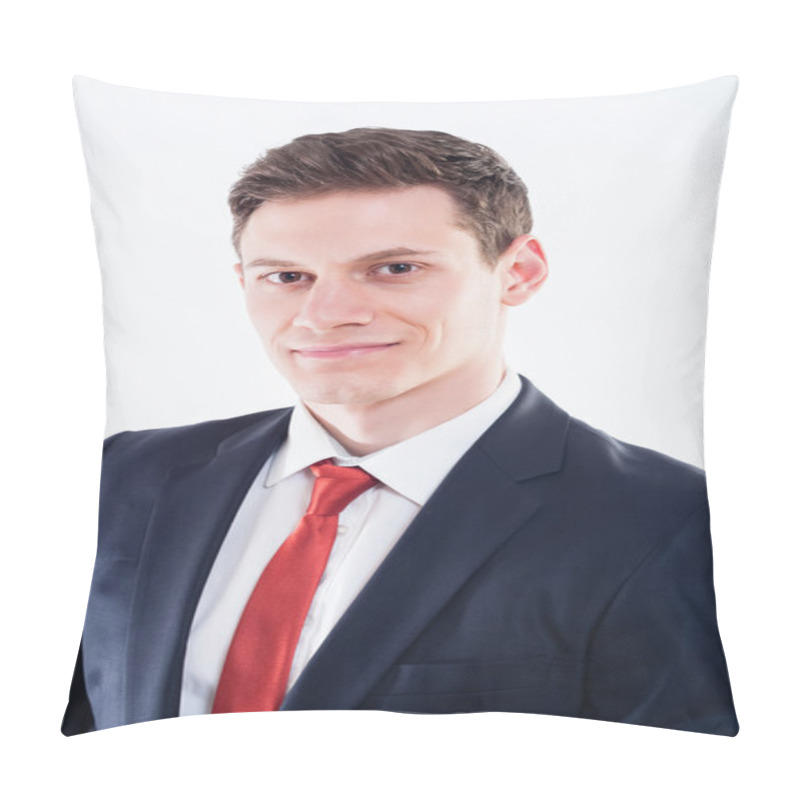 Personality  Businessman In Black Suit And Red Tie Pillow Covers