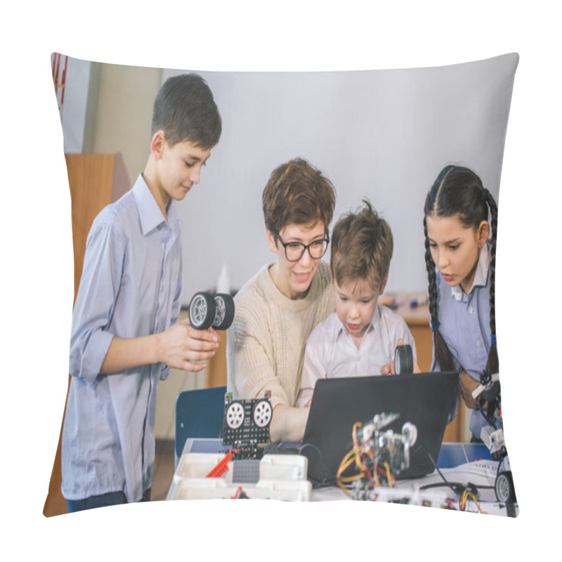 Personality  Happy Children Learn Programming Using Laptops On Extracurricular Classes Pillow Covers