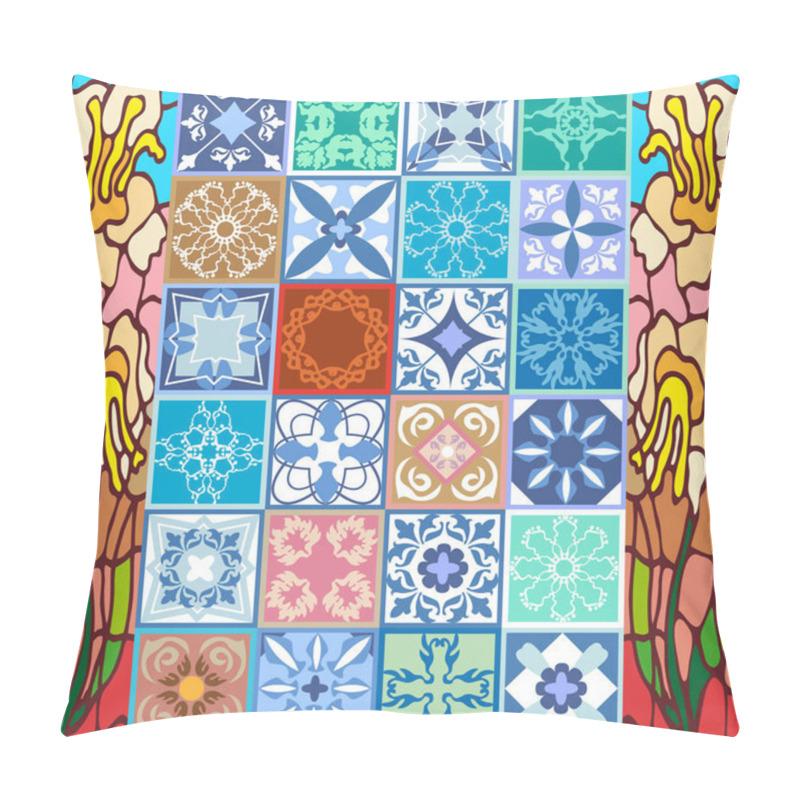 Personality  Glazed Ceramic Mosaic With Moroccan, Spanish, Portuguese Motifs. Pillow Covers