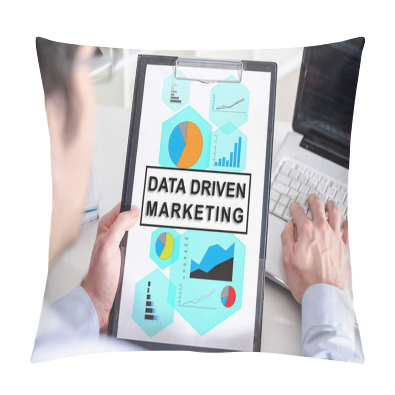 Personality  Data Driven Marketing Concept On A Clipboard Pillow Covers