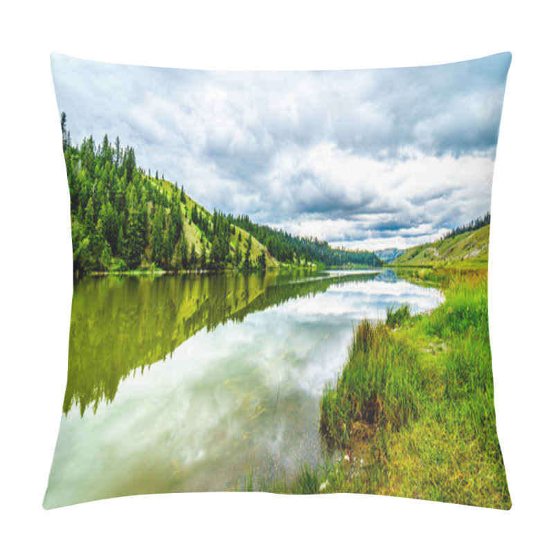 Personality  Dark Clouds And Surrounding Mountains Reflecting On The Smooth Water Surface Of Trapp Lake, Located Along Highway 5A Between Kamloops And Merritt In British Columbia, Canada Pillow Covers