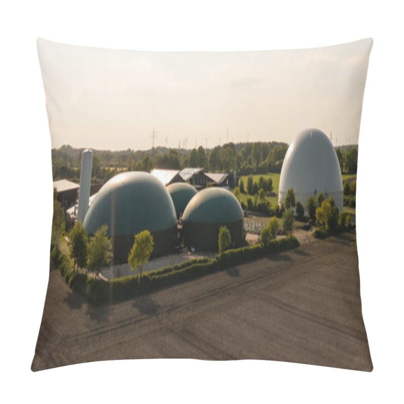 Personality  Biogas Plant From The Air Perspective Taken With A Drone Pillow Covers