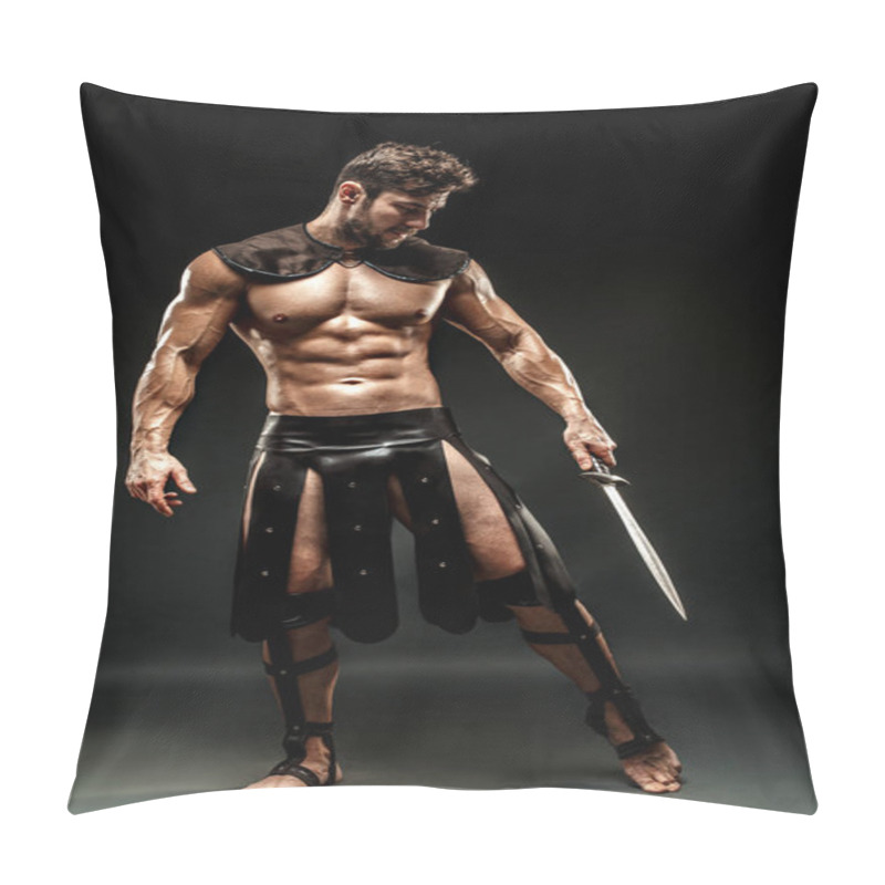 Personality  Severe Barbarian In Leather Costume With Sword Pillow Covers