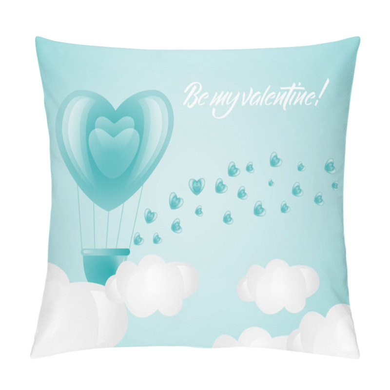 Personality  Vector Happy Valentines Day Hot Air Heart Balloon Pillow Covers