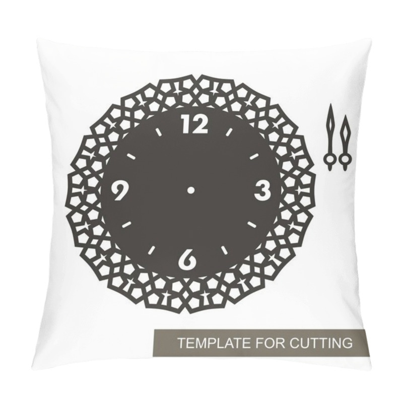 Personality  Openwork Dial With Arrows And Arabic Numerals. Silhouette Of Clock On White Background. Decor For Home. Template For Laser Cutting, Wood Carving, Paper Cut And Printing. Vector Illustration. Pillow Covers