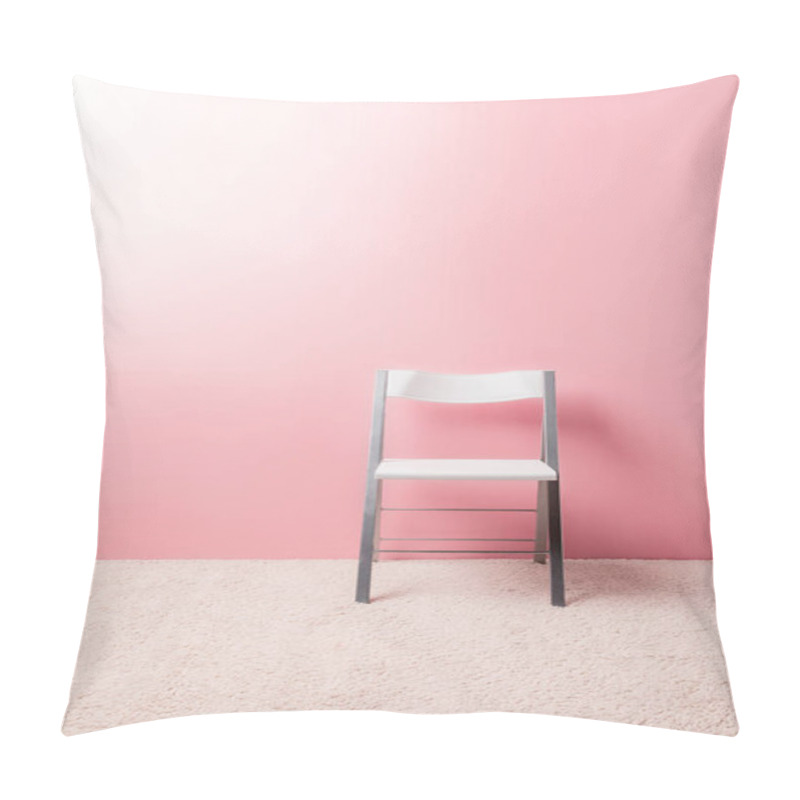 Personality  Foldable Chair In Front Of Pink Wall Pillow Covers